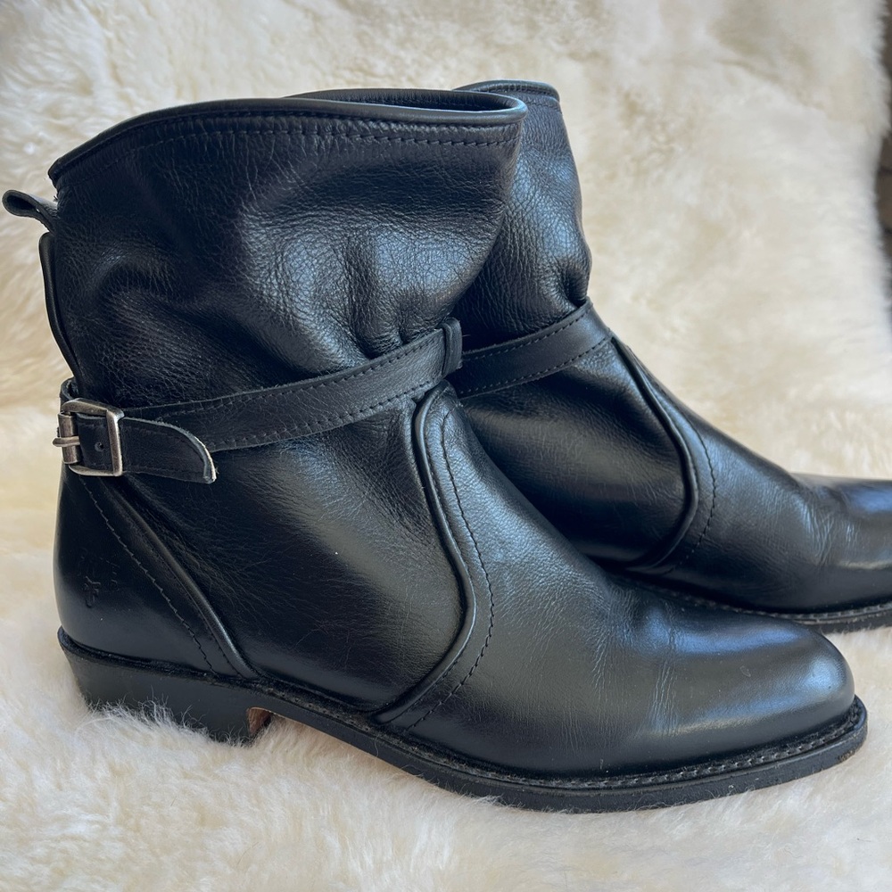 FRYE Dorado Black Leather Western Cowgirl Riding Boots slouch booties Size 8